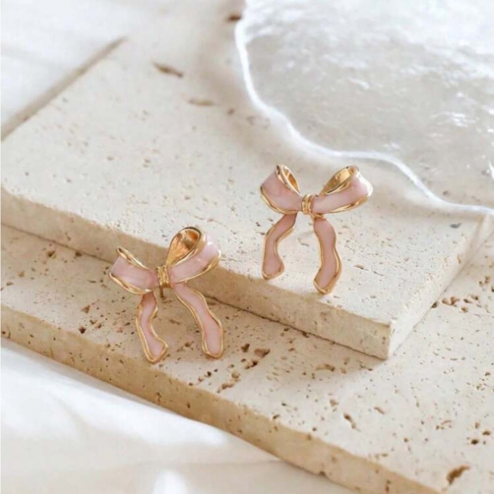 Pink Bow Earrings